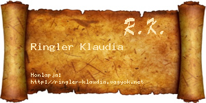 Ringler Klaudia névjegykártya